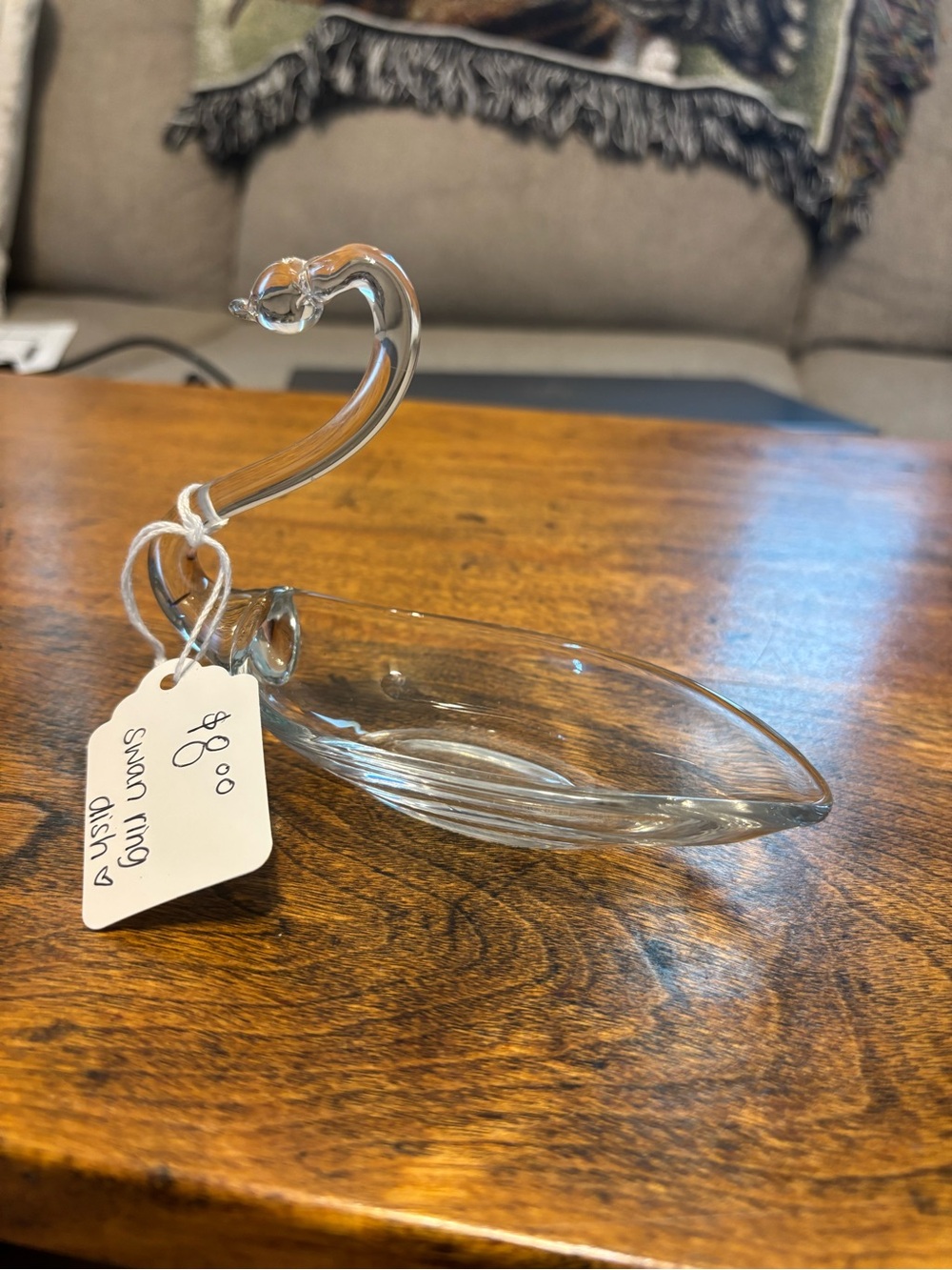 Vintage Elegant Glass Swan Trinket Dish